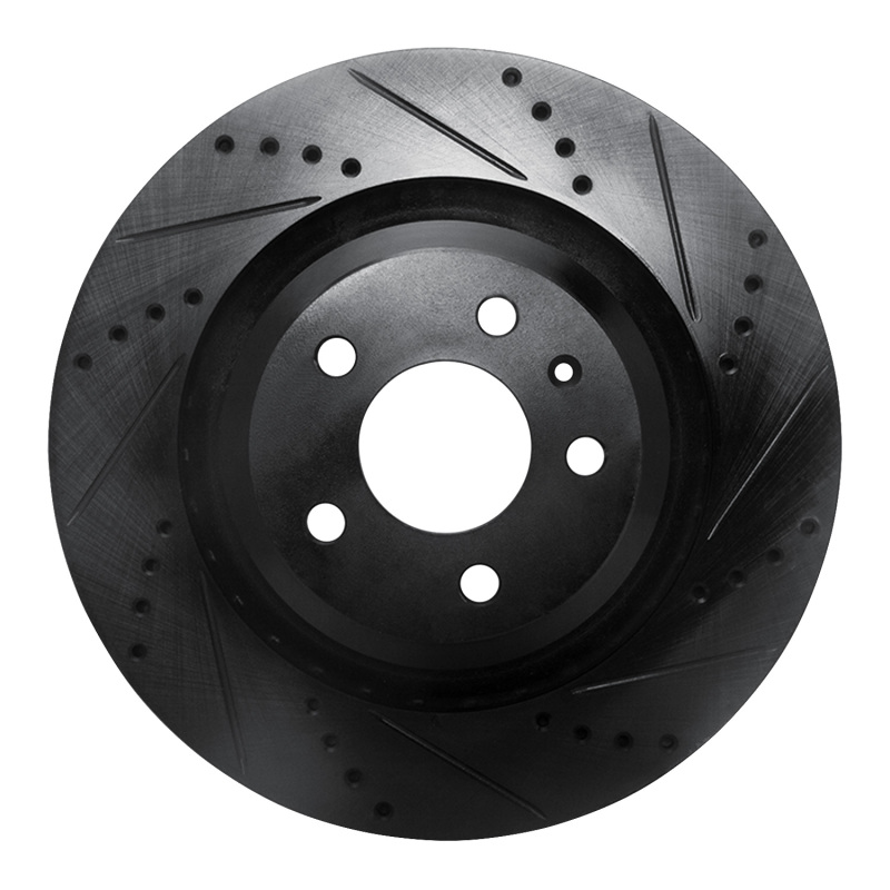 Audi S6 Brake Rotor (1) - Rear Right - R1 Concepts - Drilled & Slotted - Black - `07-`11